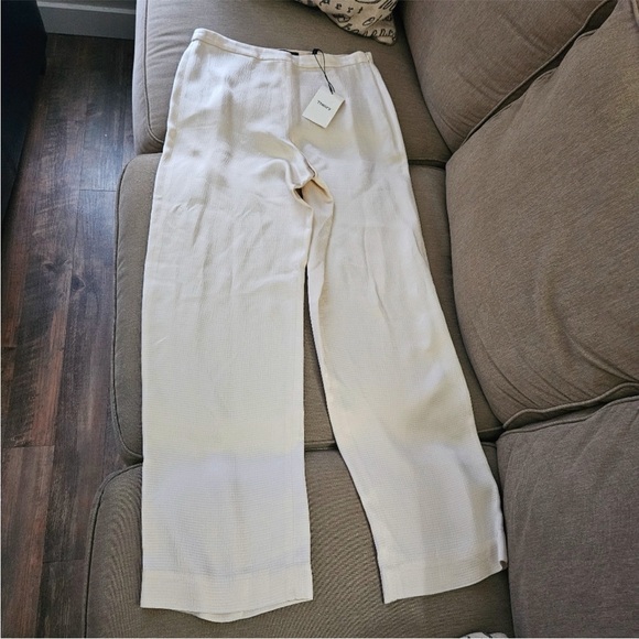 Theory PJ pants size 4  cream wide leg pajama hammered viscose - Picture 2 of 14